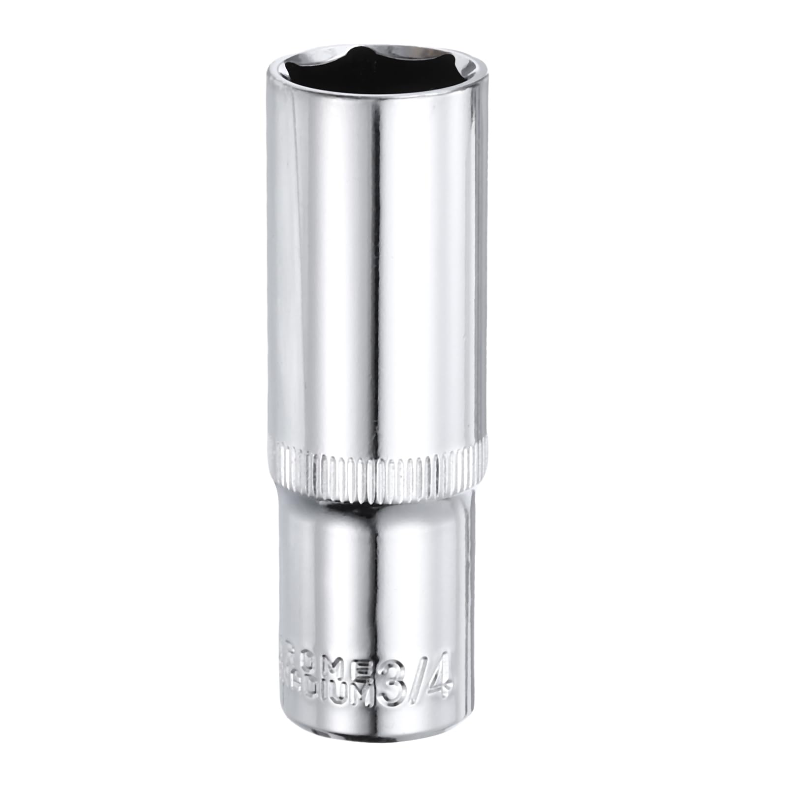 sourcing map 6-Point Socket 1/2" Drive by 3/4" SAE 3.07" Length Deep Socket CR-V Square Drive Sockets Mirror Polished Chrome Socket Hand Tool for Car Repair Mechanical Maintenance