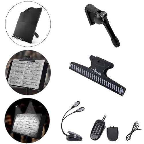 Portable Music Stand for Sheet Music Stand with Light, Atril Para Partituras, Foldable Music Stands, Adjustable Collapsible Folding Music Stand with Carrying Bag for Travel Note Book Stand Holder - Thumbnail 6