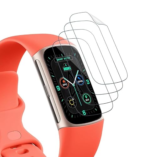 SkyKeep (4 Stücke Soft TPU für Schutzfolie Fitbit Charge 6 Displayschutz, für Panzerglasfolie Fitbit Charge 5 Schutz Screen Protecror, HD Displayschutzfolie, Ultra-klar, Anti-Bläschen, Kratzfest