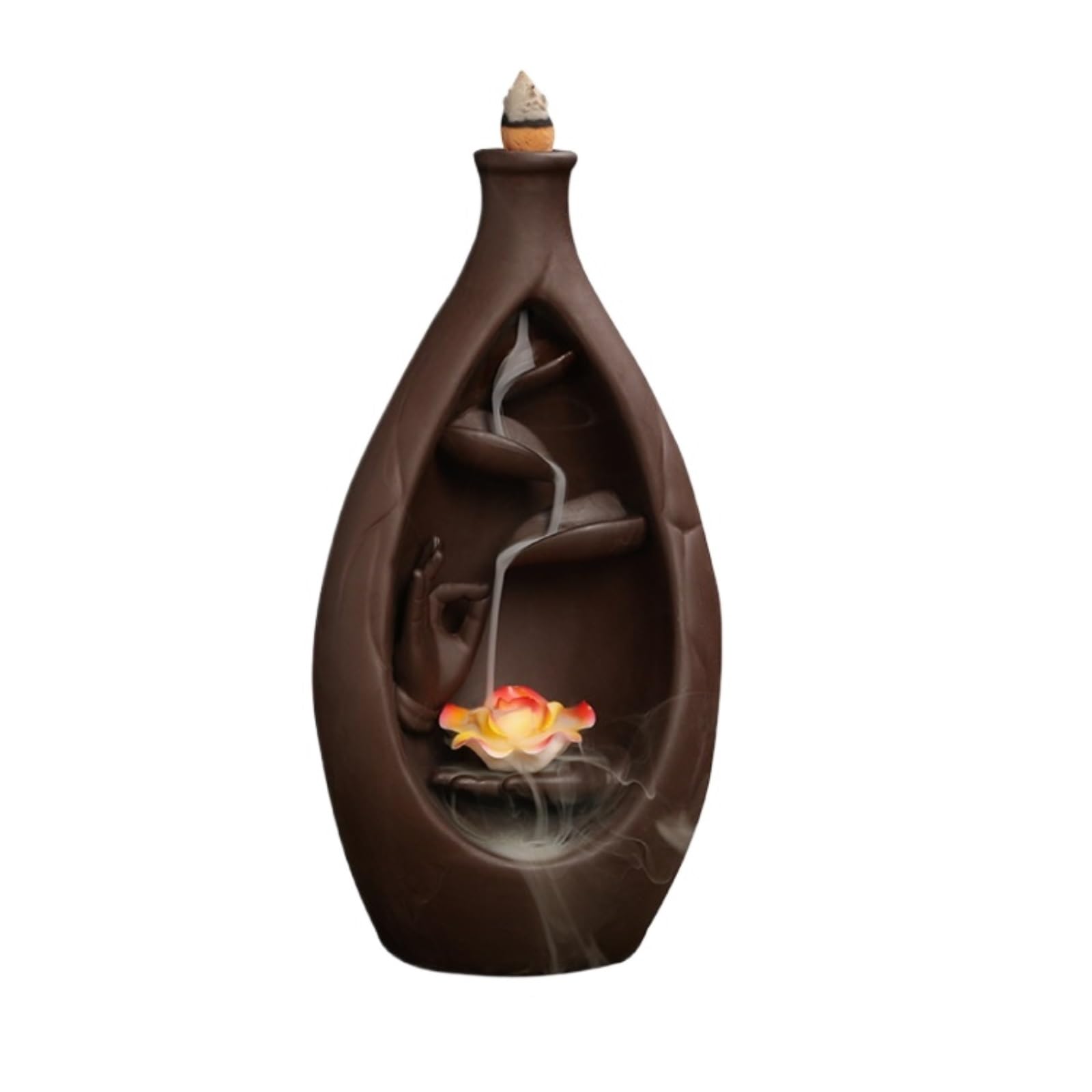 Fuentes de Incienso,Yoga Quemador De Incienso De Reflujo De Arcilla Púrpura, Decoración Creativa del Hogar De Madera De Agar Y Sándalo Zen