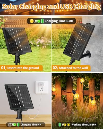 Guirnalda de luces solares de 20m para exterior G40 con mando a distancia 6