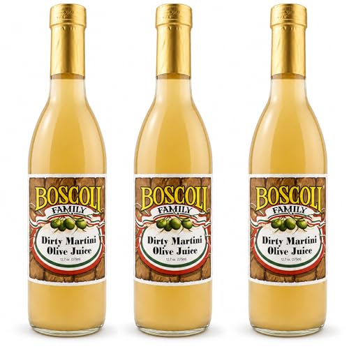 Boscoli Dirty Martini Olive Juice 12.7 oz Pack of 3, Premium Olive Brine Cocktail Mixer, All Natural Gluten Free Martini Mix for Dirty Martinis, Bloody Marys, Savory Cocktails and Home Bar Drinks