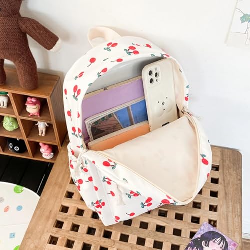 Cherry Large Capacity Aesthetic Backpack Cute Kawaii Japanese Y2k Backpack Cottagecore Laptop Bag with Cute Accessories2