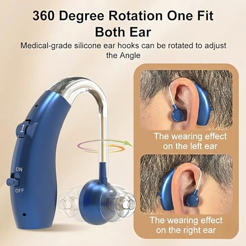 Image of Fastwell F25 Rechargeable Hearing Aid for Adults & Seniors, Behind-the-Ear Design, 30 Min Quick Charge, Noise Reduction, Single Ear With 6-Month Warranty (Blue)