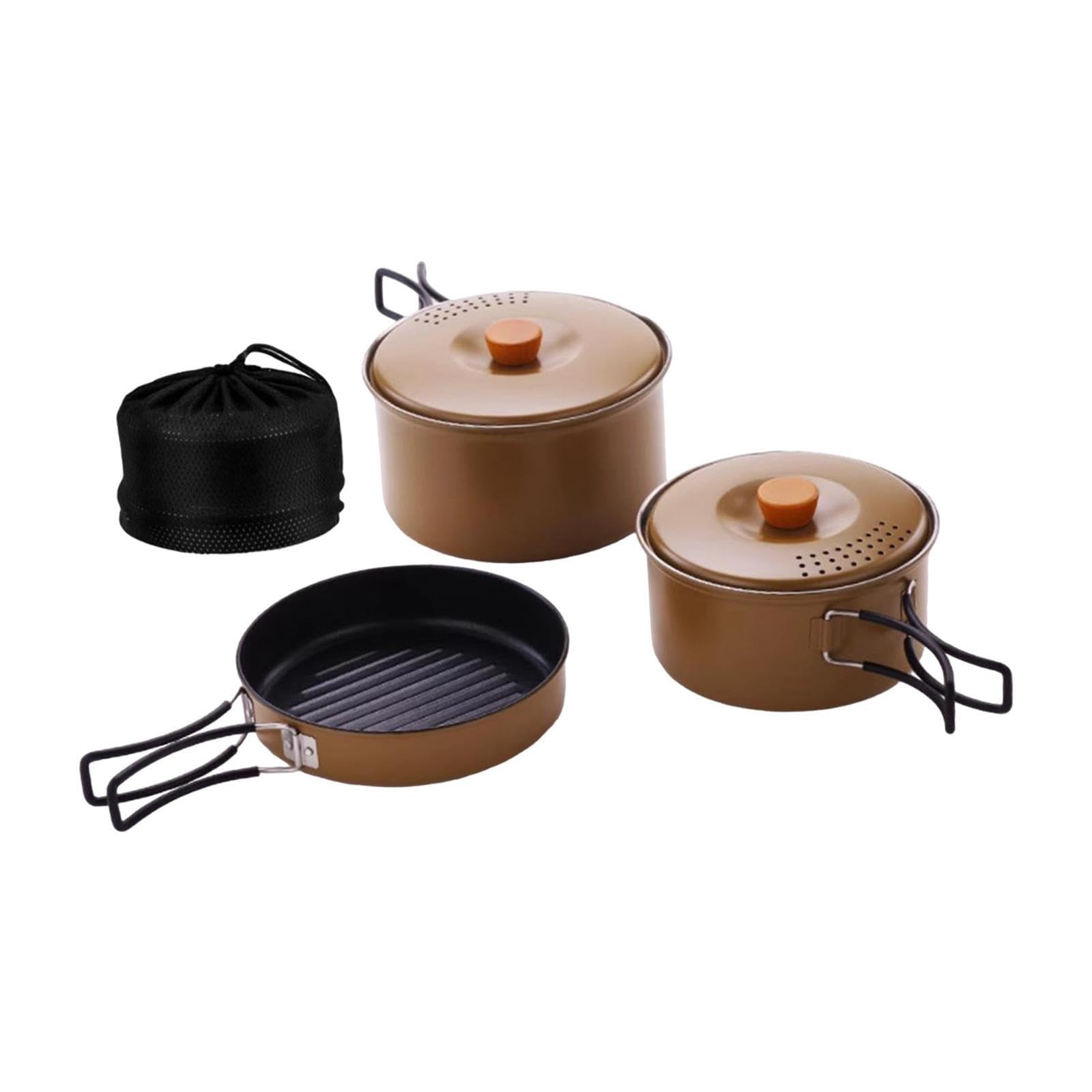 Set di pentole e padelle portatili da campeggio con peso leggero per gli appassionati di escursionismo e pesca, che garantisce una lunga durata per pentole, padelle, bollitori, pesca, viaggi