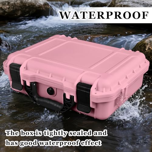 Image of Relaxweex 1 Pcs Waterproof Hard Case with DIY Customizable Foam Insert Portable Protective Case with Knife for Camera Drones Equipments Tools Test Instruments(Pink,8.5 x 6.5 x 3.7 Inch)