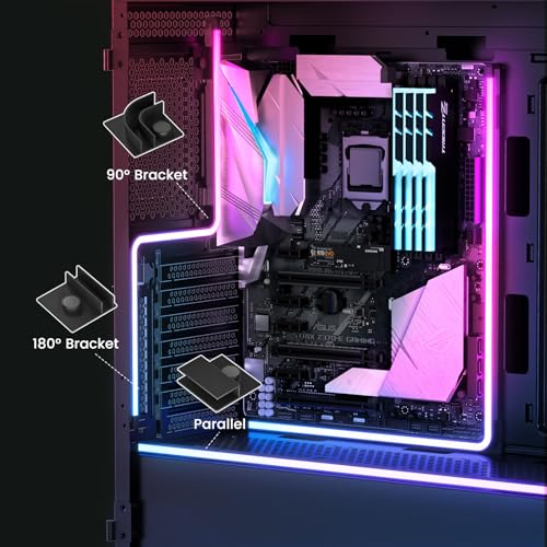 Vetroo 磁気LEDストリップ PC用 21.7インチ 5V 3ピン アドレス指定可能 RGB LEDライトバー PCケース照明 Aura SYNC ギガバイト RGB フュージョン MSI ミスティックライト同期 強力な磁気ブラケット8個付き