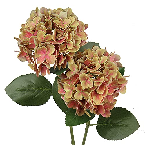 Briful Hortensias artificiales de hortensias de tacto real, flores falsas de 24 pulgadas de alto, plantas de hortensias de tallo largo, bodas de jardín, decoración del hogar