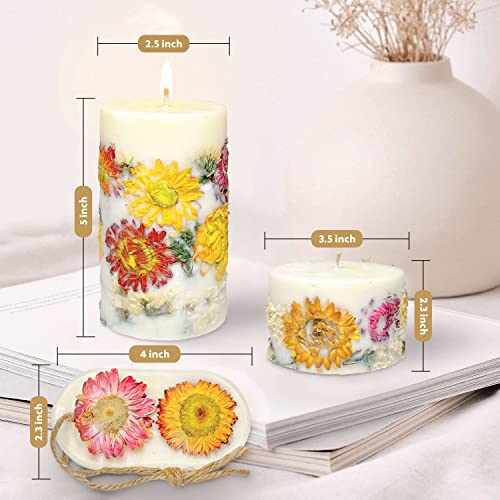 Vionami Aloha Kiwi Passionfruit Scented Candles Gift For Women - Gift-Boxed Scented Pillar Candles Set For Home Decor - Hand Poured Soy Wax Candles With Paper Core Wick And Dried Flowers #TOP2