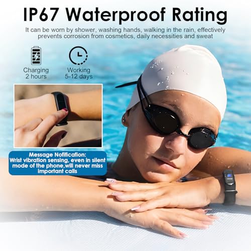 Fitness Activity Trackers with All-Day Heart Rate Blood Pressure Blood Oxygen Sleep Monitoring Step Running Calorie Counter IP67 Waterproof Pedometer Sports Watch for Women Men Kids Seniors Black - Image 6