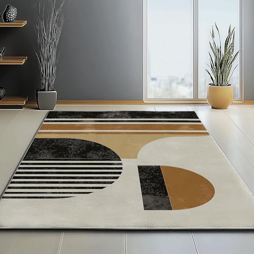 Tapis de salon géométrique design sobre aux finitions soignées résistant - 6