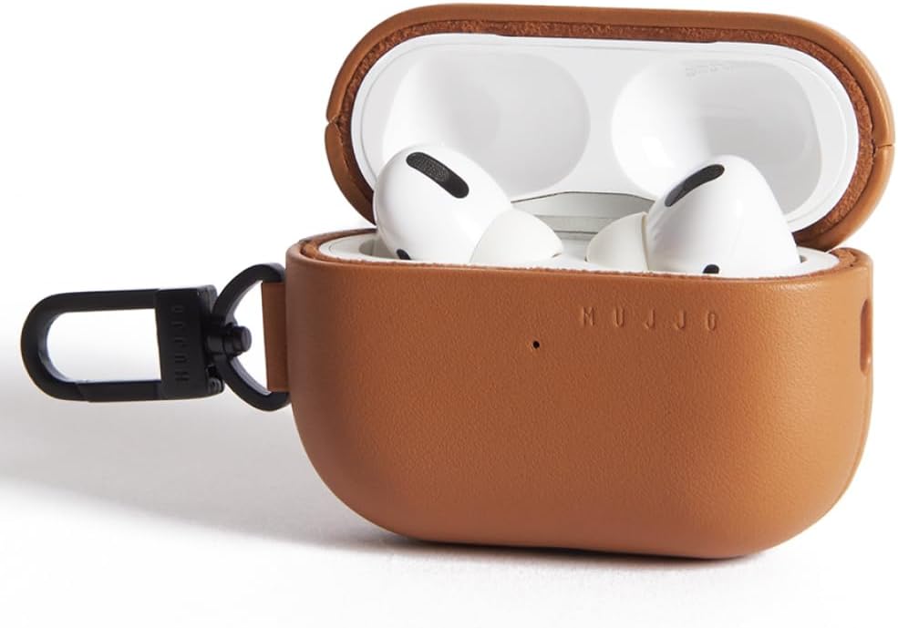 Mujjo Echelon Leather Case for AirPods Pro (2nd Gen) - Wireless Charging Compatible - Durable & Luxurious Design - Secure Fit - Premium Leather - Tan