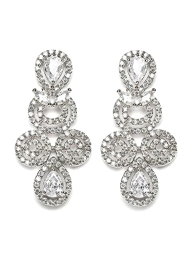 Image of Karatcart Silver Toned American Diamond Studded Jewellery Set for Women