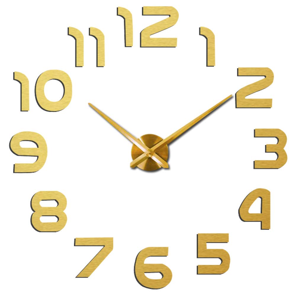 Horloge murale 3D DIY pour salon moderne afin de créer un décor mural chic en or