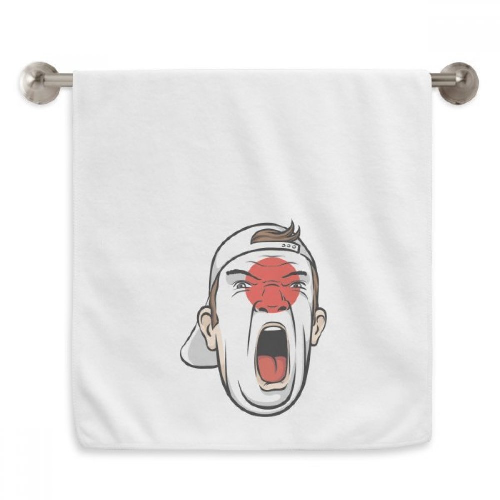 Serviette Japon drapeau visage essuie-mains moelleux blanc 13x29"