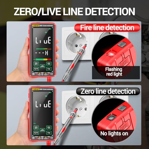 Image of Smart Multimeter, Digital Multimeter Tester with Touch Screen 6000 Counts Auto Ranging Rechargeable A Reverse Display NCV Tester with Flashlight for Electricians, DIY (Red)