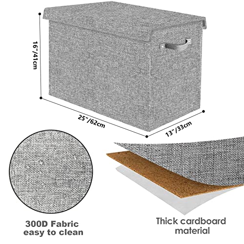 Veronly Toy Box Chest Organizer For Boys Girls,Kids Large Collapsible Storage Bin Container With Oxford Fabric Flip-Top Lid & Handles For Clothes,Blanket,Nursery,Playroom,Bedroom,Stuffed Animals 25” X 13 “X 16”(Light Grey) #TOP2