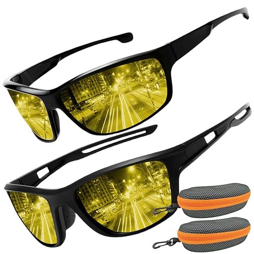 Image of Night Driving Glasses for Men, Night vision glasses for driving with Yellow Polarized Lenses