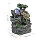 Dyna-Living Zimmerbrunnen Tischbrunnen mit Rollender Kugel, Brunnen Polyresin Springbrunnen LED-Beleuchtung Mehrfarbig, Elefant Steingarten Tischplatte Wasserbrunnen Wasserfall Brunnen