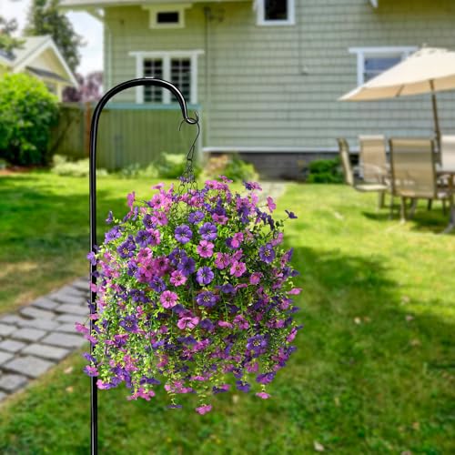 ZFProcess Artificial Hanging Flowers for Outdoors Spring Decoration, 2PCS Silk Fake Daisy Realistic Outdoor Flowers UV Resistant Porch Patio Window Yard Decor(Dark Orchid) image 1