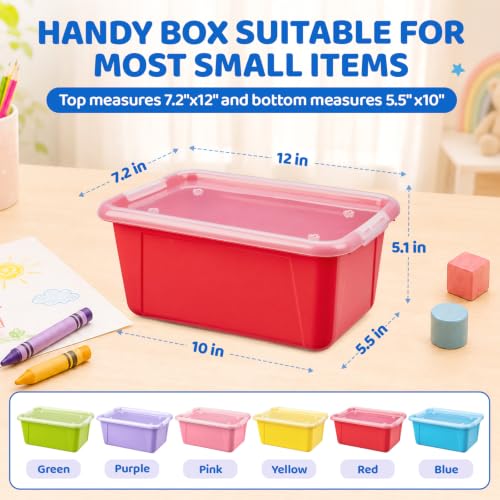 Image of GAMENOTE 6 Quart Storage Bins with Lids, Macaron 6 Pack, Stackable Boxes