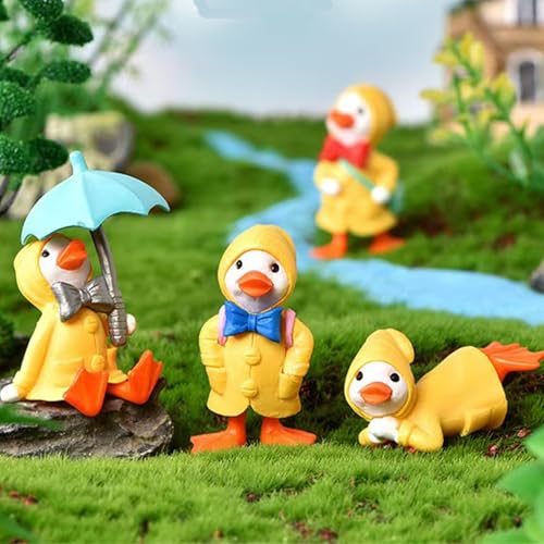 Estatuas de Patos en Resina Pintadas a Mano 4 Piezas miniatura 2