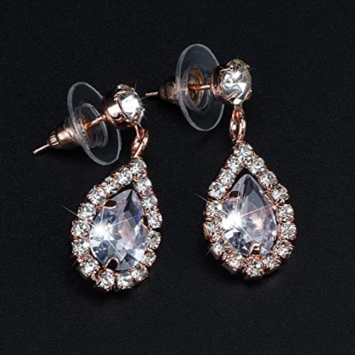 Juego de joyas para novia con diamantes de imitación de lágrima en acabado plata 4