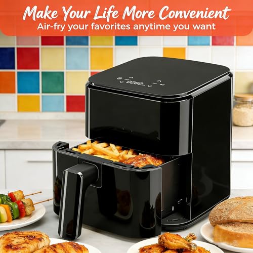 Image of HealSmart 3.17 Qt Compact Air Fryer, 8-in-1 Digital Small AirFryer with 400F, Nonstick Dishwasher-Safe Basket, Auto Shutoff, Overheat Protection, for Quick Healthy Meals, Black