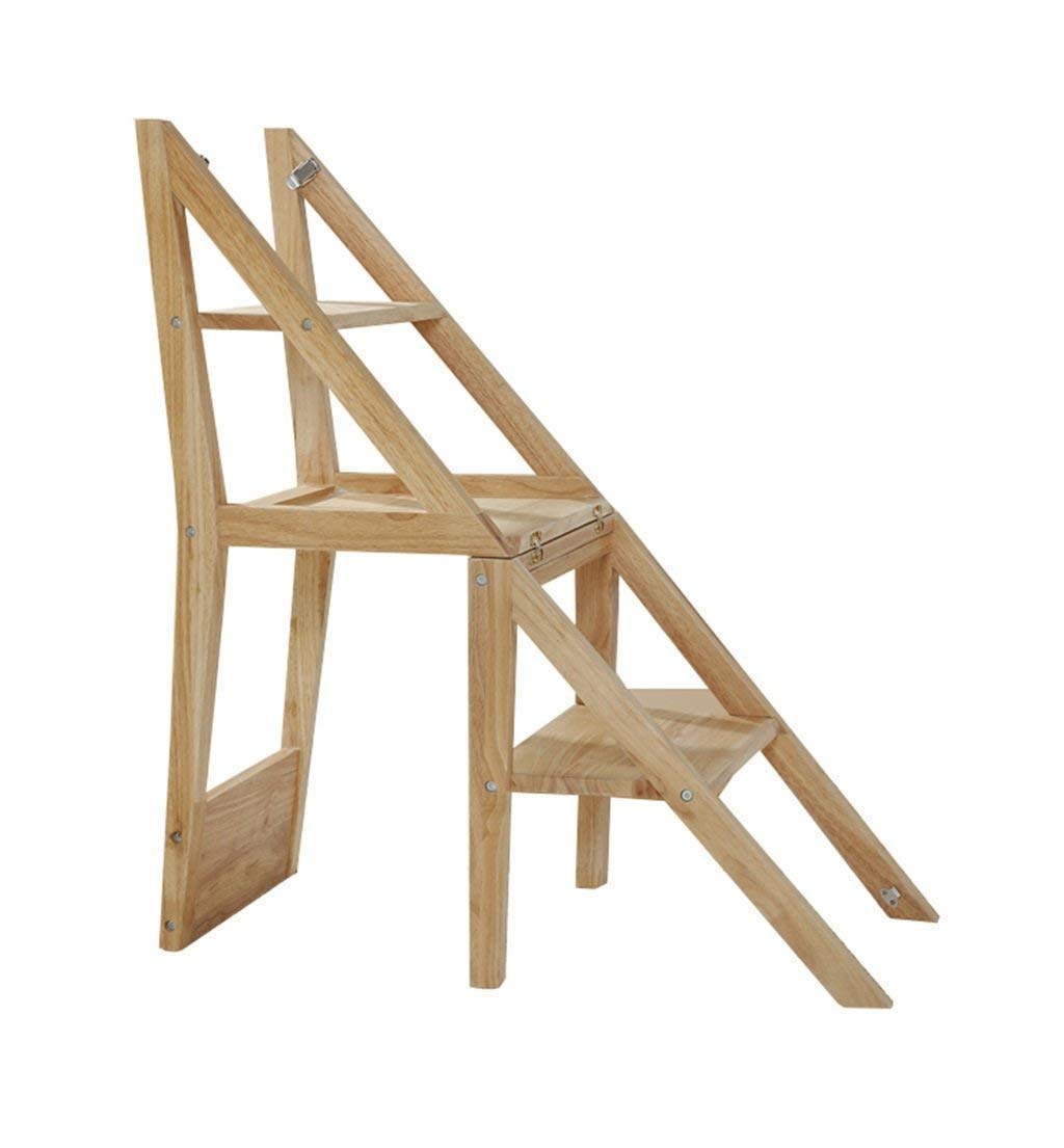 ZGYOZMNG Step Stools Folding Steps Nordic Wood Multifunctional Ladder Stool Collapsible Stepladder/Stairway Chair with 3 Steps for Kitchen and Home (Color : B)