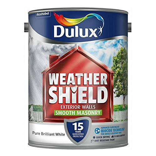 Dulux Weathershield Pure Brilliant White - Smooth Masonry Paint - 5L