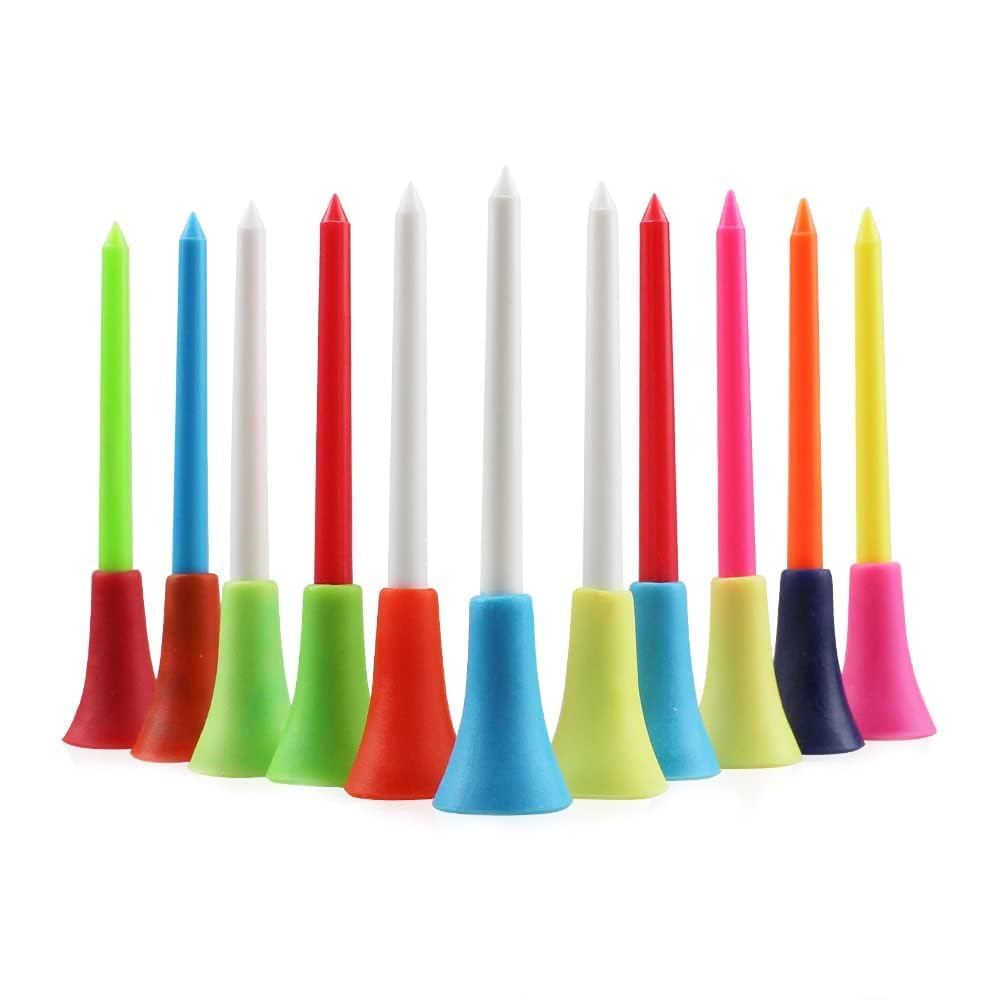 QZKJXW Cushion Top Golf Tees 50 Pack, Rubber Golf Tees Plastic Unbreakable Mixed Colors Golf Tees,3 1/4 inch for YourChoice,Gift for Golfer or Family