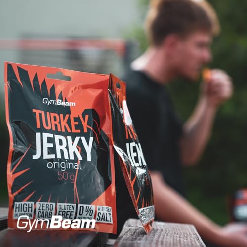 GymBeam Turkey Jerky – Proteinreicher Trockenfleisch-Snack aus 100% Putenfleisch, exzellenter Geschmack, minimales Fett, keine Kohlenhydrate, unterstützt den Muskelaufbau (50 g (1er pack))