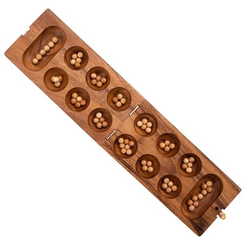 Engelhart 350320 - Awale de madera - Juego ecológico africano - 2 jugadores - 5.2 x 9.6 x 1.9 pulgadas