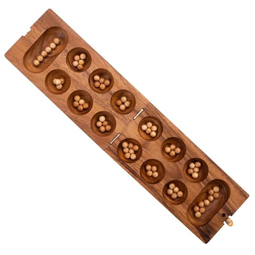 Engelhart 350320 - Awale de madera - Juego ecológico africano - 2 jugadores - 5.2 x 9.6 x 1.9 pulgadas