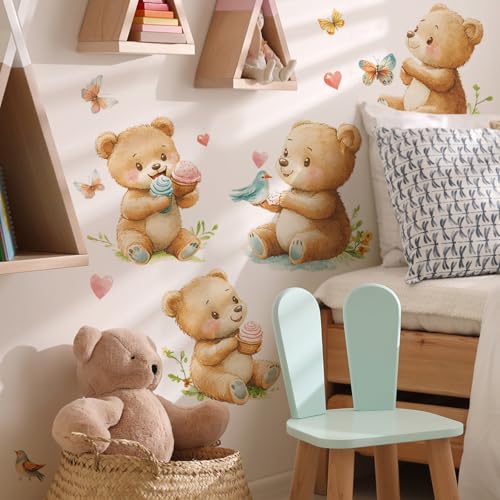 Vinilo Decorativo Ositos Acuarela Removible para Niños miniatura 5