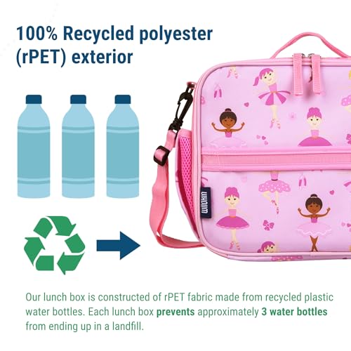 Image of Wildkin Kids ECO rPET Insulated Lunch Box - Keeps Food Hot or Cold, Easy-Clean Lining, Mesh Pockets & BPA-Free - Boys & Girls, Ideal for School, Travel & Daycare - Ballerina