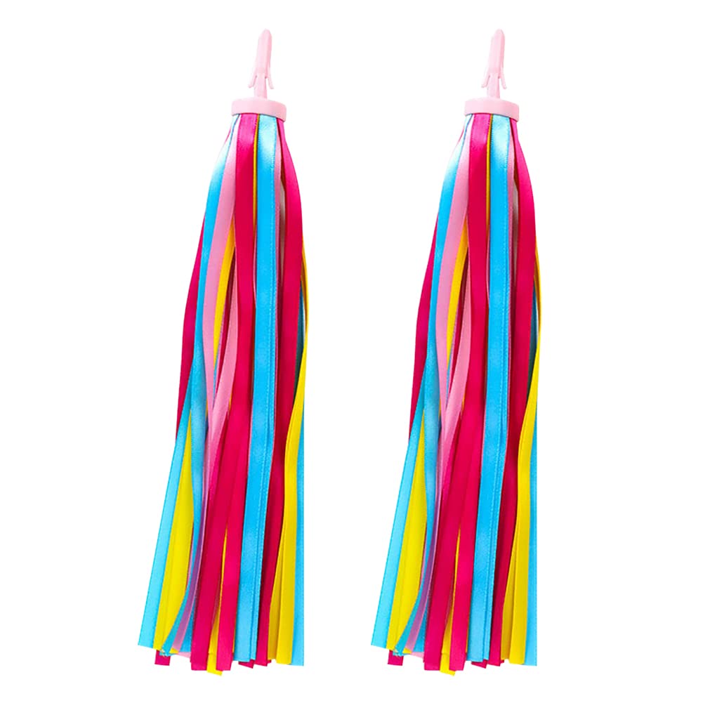 2 piezas de borlas para manillar de bicicleta, accesorios de bicicleta para niñas y niños, color rojo