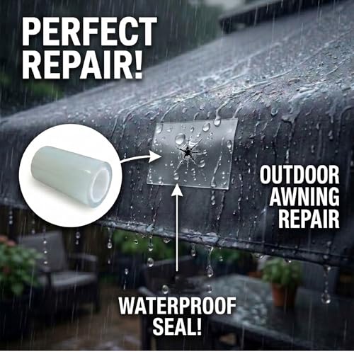 Image of Clear Waterproof Repair Tape 5 Inch x 10FT, Heavy Duty Vinyl & Tarp Patch Tape for Tent, RV Awning, Boat Cover, Sail, Underbelly, Inflatable and Outdoor Fabric Repairs