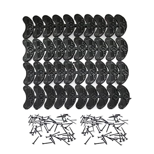 40 pcs Heel Plates Shoe Heel Taps Rubber Tips Sole Heel Repair Pad Replacement with Nails, Black