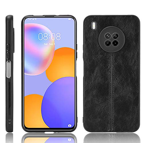 Jiajihua Case Compatible with Huawei Y9a,Compatible with Huawei Nova Y9a [PU Leather Texture][PU+PC+TPU] 3 in 1 Camera Protection Cover Black