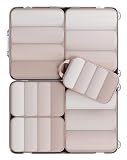 Veken 6/9/11 Set Compression Packing Cubes for Travel Essentials,Compressible Expandable Large Luggage Suitcase Organizer Bags for Clothing,Durable Space Saver Storage Bags(Beige)