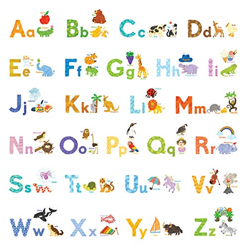 DECOWALL DAT-1708 My First Alphabet ABC with Pictures Kids Wall Decals Wall Stickers