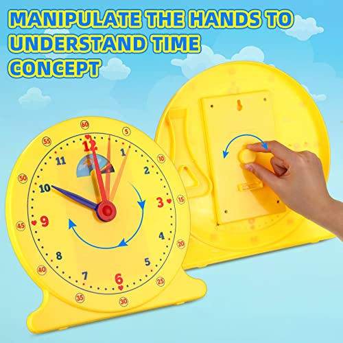 Huquary 6 Pcs 10'' Teaching Clocks Practice Clocks Classroom Clock Set For Kids Telling Time Educational Basic Math Development, Plastic Clocks, Teacher And Classroom Supplies #TOP3