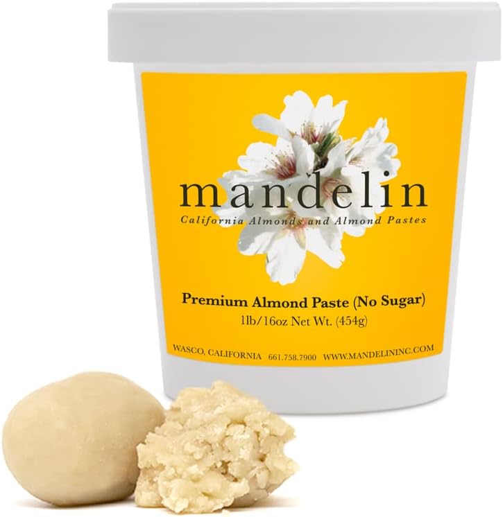 Mandelin Premium Almond Paste: No Sugar Added, 66% Almonds, 34% Maltitol (1 lb)