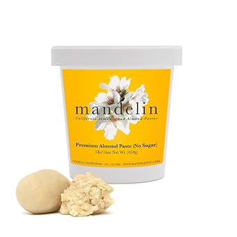 Mandelin Premium Almond Paste No Sugar Added, 66% Almonds, 34% Maltitol 2 lb