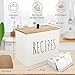 Wooden Recipe Box, Recipes Cards Holder For Counter, Decorative Recipe Card Box Organizer With 6x4 Cards And Dividers, Rustic Wood, Farmhouse Kitchen Decor, Bridal Shower Gifts (white)