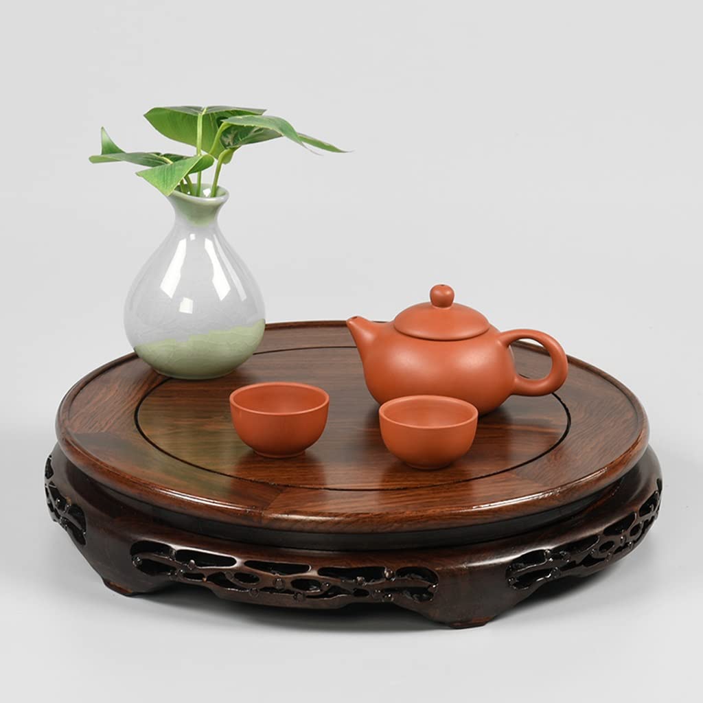 Estatua Base Jarrón Soporte Redondo Bonsai Base Ornamento Base Caoba Artesanía Piedra Bonsai Tetera Florero Incenso Quemador Buda Estatua Base Soporte para Familia Madera Exhibición Base Bonsai