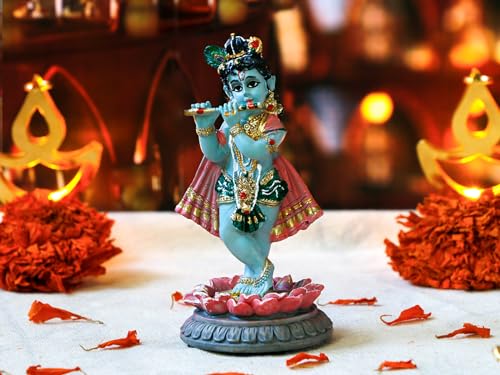 Estatua Krishna para Tablero de Auto 3.9" Polystone miniatura 3