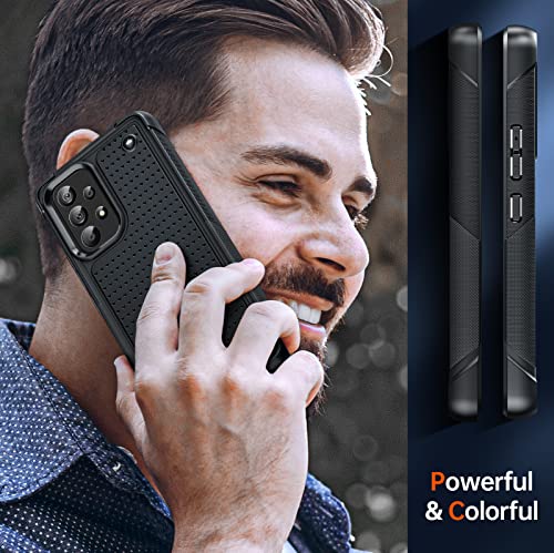Leyi For Galaxy A53 5G Phone Case, Samsung A53 5G Case With [2 Pack] Screen Protectors, Shockproof Heavy Duty Dual Layer Protective Hard Pc Textured Back & Soft Bumper Case For Galaxy A53 5G, Black #TOP5