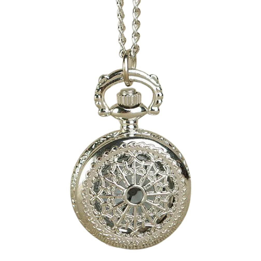 BalacooBalacoo Quartz Pocket Watch Vintage Silver Movement Pocket Watch with Chain for Clothes Decor Fathers Day Mothers Day Gift